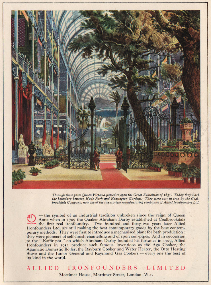 ALLIED IRON FOUNDERS ADVERT. Mortimer Street. Great Exhibition 1951 old print